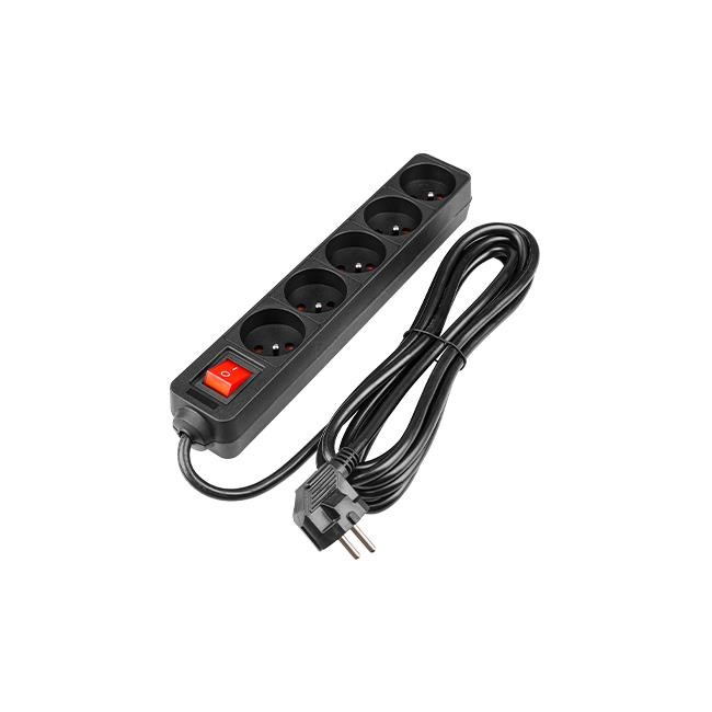 Prelungitor cu 5 prize, comutator, 3 m, protectie suprasarcina, IP20, 3000W, PVC, negru - imagine 6